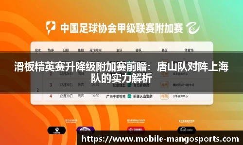滑板精英赛升降级附加赛前瞻:唐山队对阵上海队的实力解析